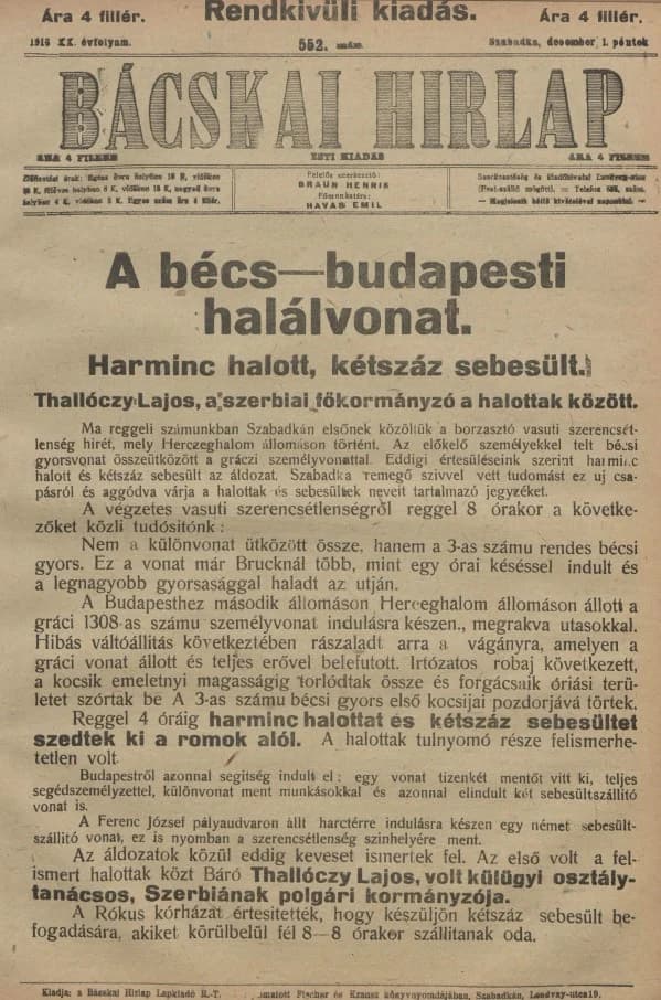 Bácskai Hirlap, 20. évf. 1916. december 1. 552. sz.