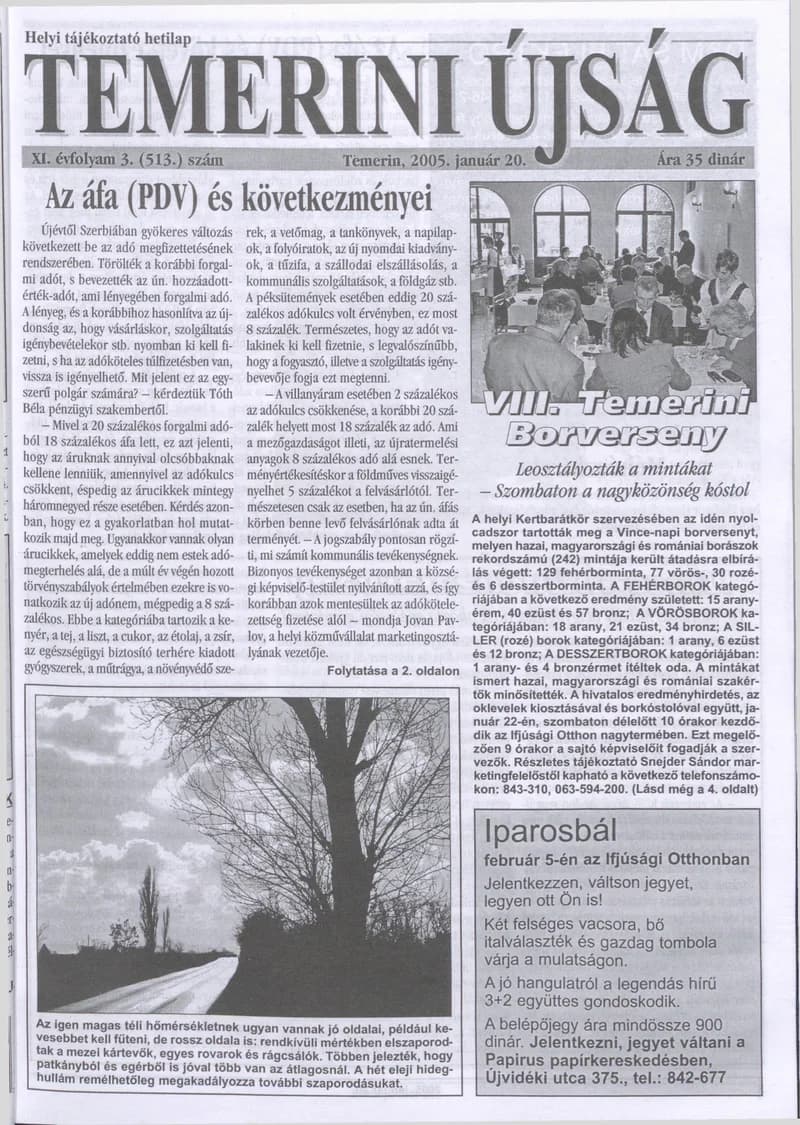 Temerini Újság, 11. évf. 2005. január 20. 3. sz.