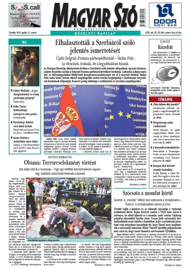 Magyar Szó, 70. évf. 2013. április 17. 87. sz. 1–20. oldal