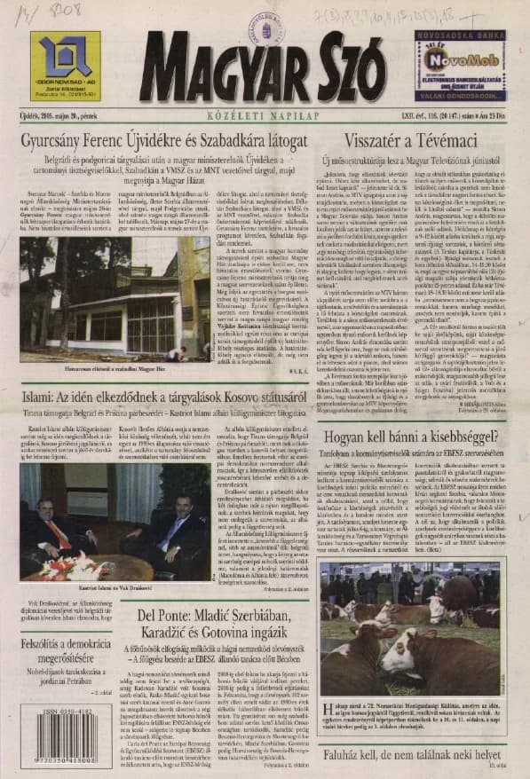 Magyar Szó, 62. évf. 2005. május 20. 116. sz. 1–20. oldal