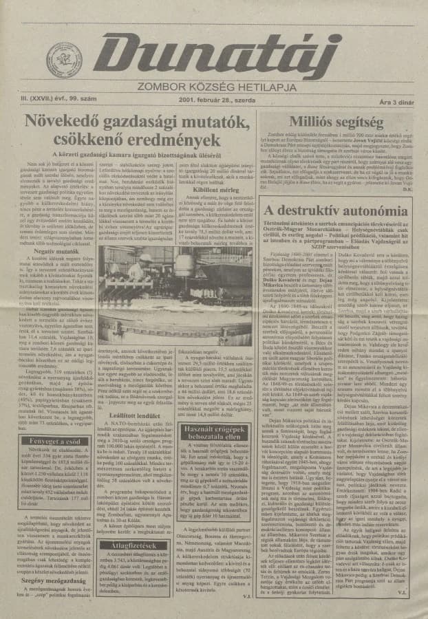 Dunatáj, 3. évf. 2001. február 28. 99. sz.