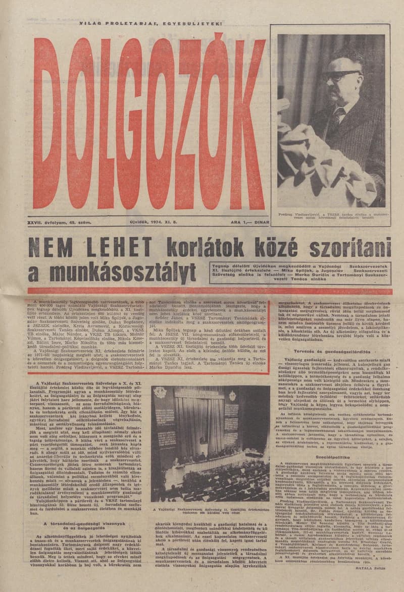 Dolgozók, 28. évf. 1974. november 8. 45. sz.