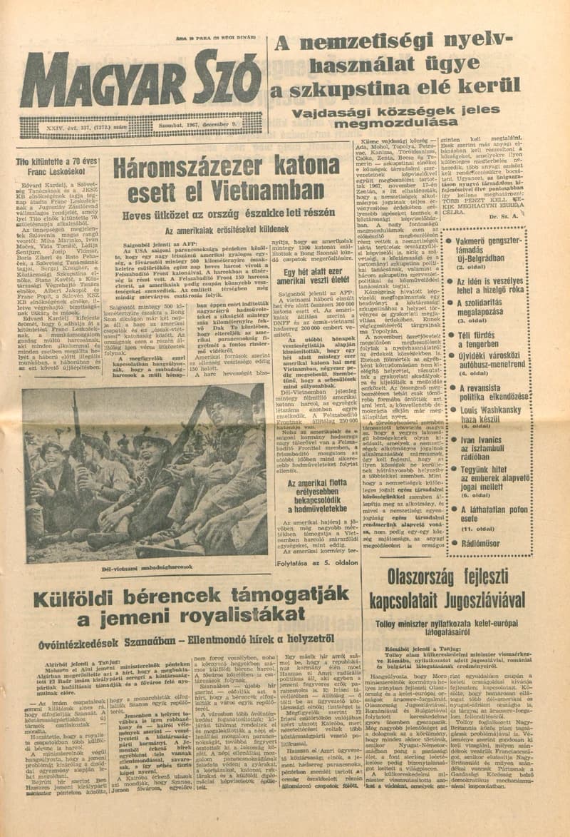 Magyar Szó, 24. évf. 1967. december 9. 337. sz. 1–12. oldal