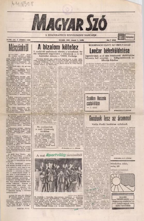 Magyar Szó, 48. évf. 1991. január 7. 5. sz. 1–20. oldal