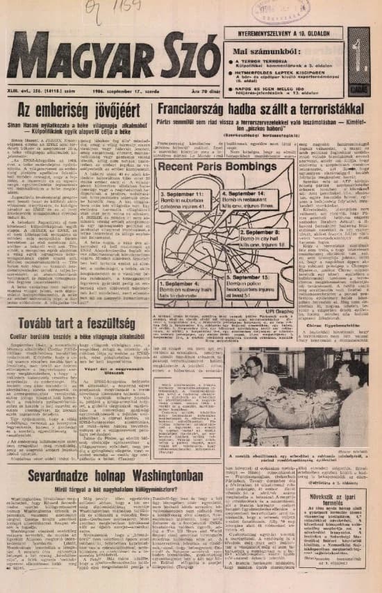 Magyar Szó, 43. évf. 1986. szeptember 17. 256. sz. 1–16. oldal