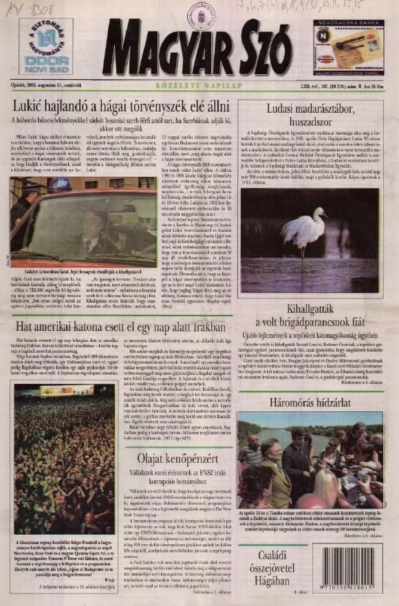 Magyar Szó, 62. évf. 2005. augusztus 11. 187. sz. 1–20. oldal