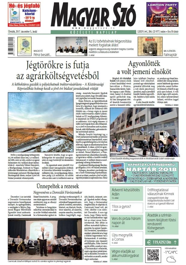 Magyar Szó, 74. évf. 2017. december 5. 284. sz. 1–20. oldal