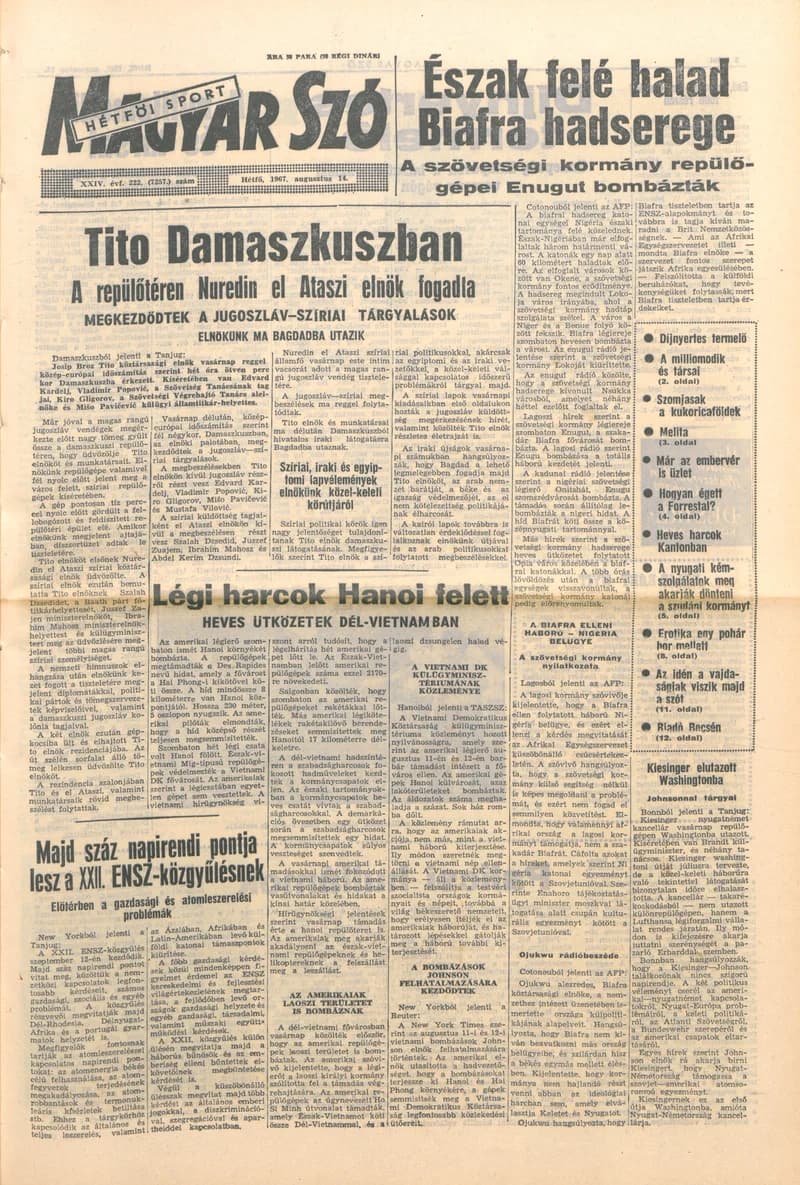 Magyar Szó, 24. évf. 1967. augusztus 14. 222. sz. 1–12. oldal