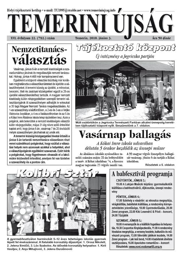 Temerini Újság, 16. évf. 2010. június 3. 22. sz.