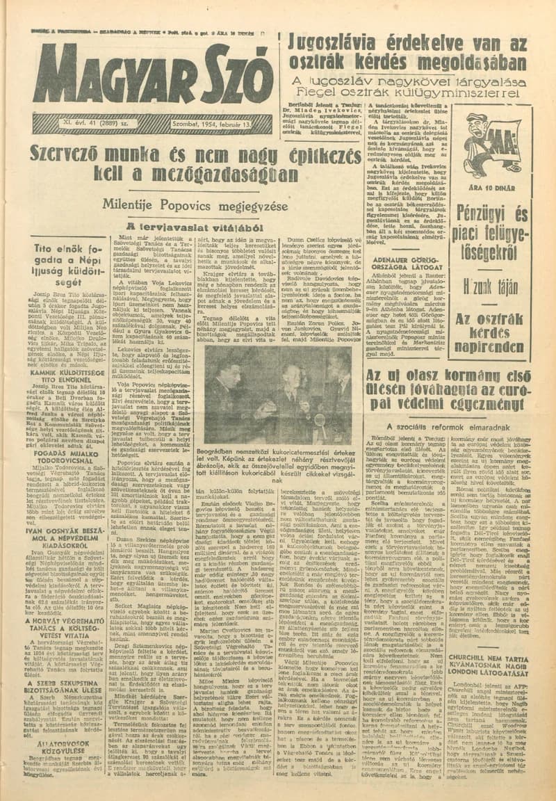 Magyar Szó, 11. évf. 1954. február 13. 41. sz. 1–10. oldal