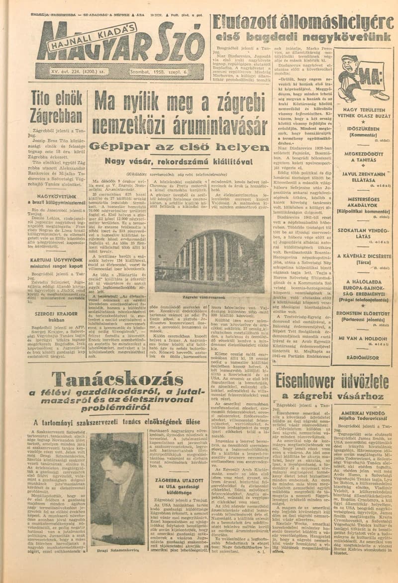 Magyar Szó, 15. évf. 1958. szeptember 6. 224. sz. 1–16. oldal