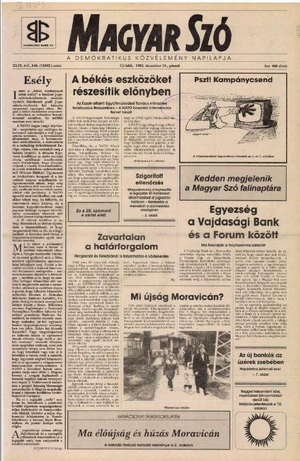 Magyar Szó, 49. évf. 1992. december 18. 346. sz. 1–16. oldal