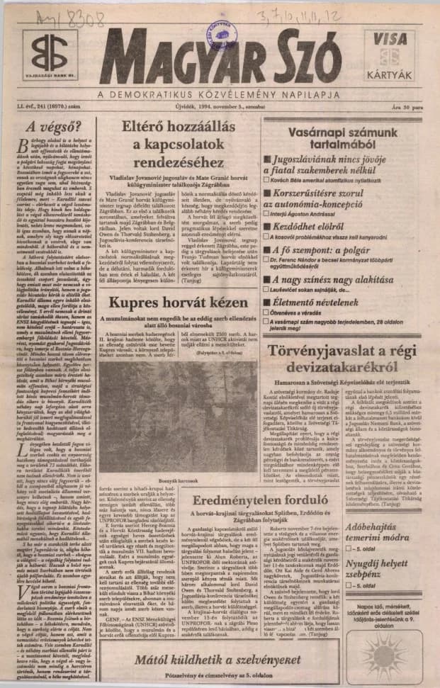 Magyar Szó, 51. évf. 1994. november 5. 241. sz. 1–16. oldal