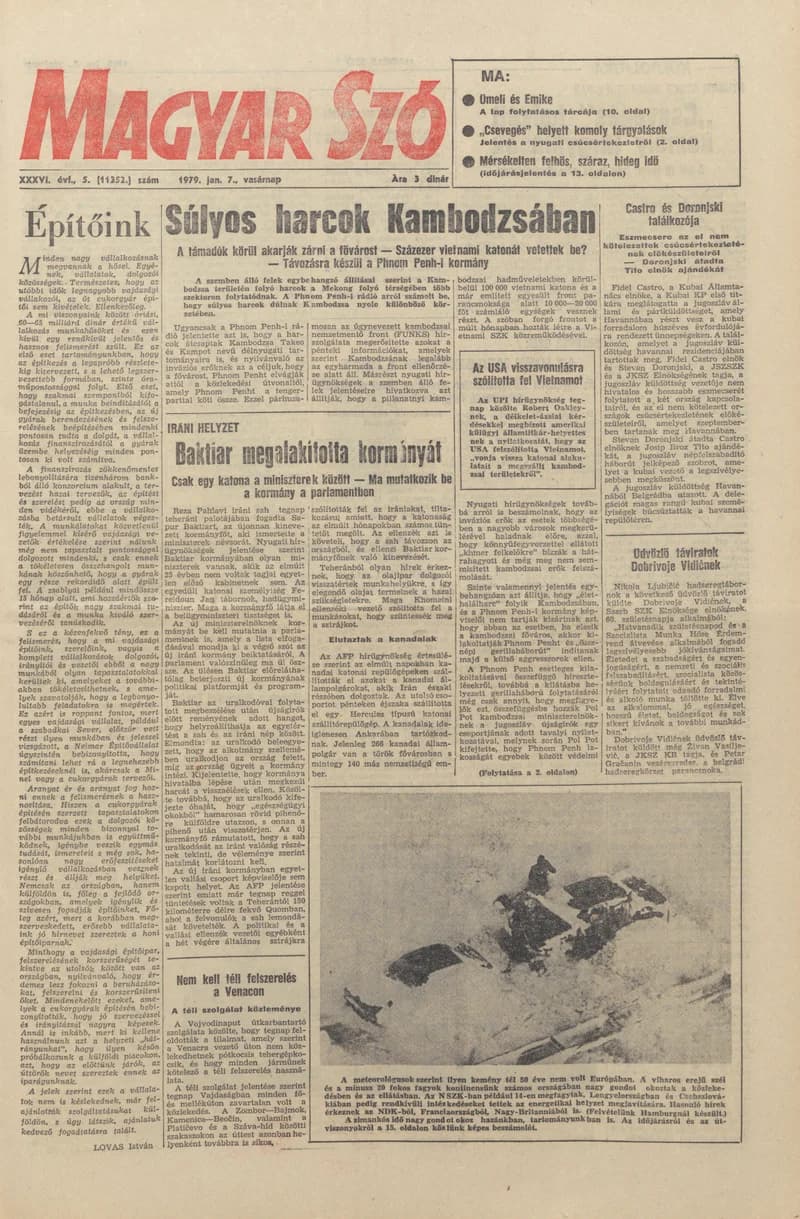 Magyar Szó, 36. évf. 1979. január 7. 5. sz. 1–28. oldal