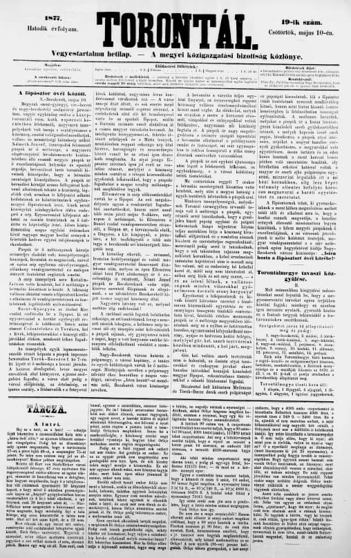 Torontál, 6. évf. 1877. május 10. 19. sz.
