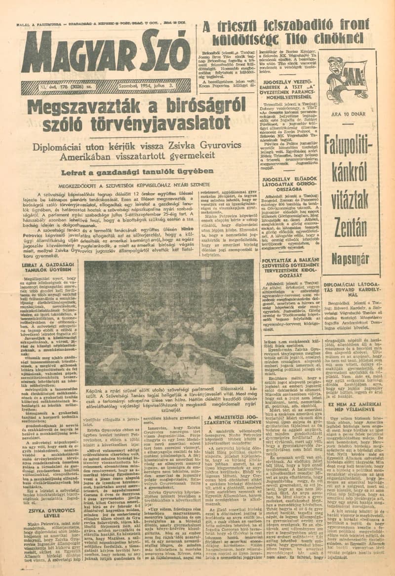 Magyar Szó, 11. évf. 1954. július 3. 178. sz. 1–8. oldal