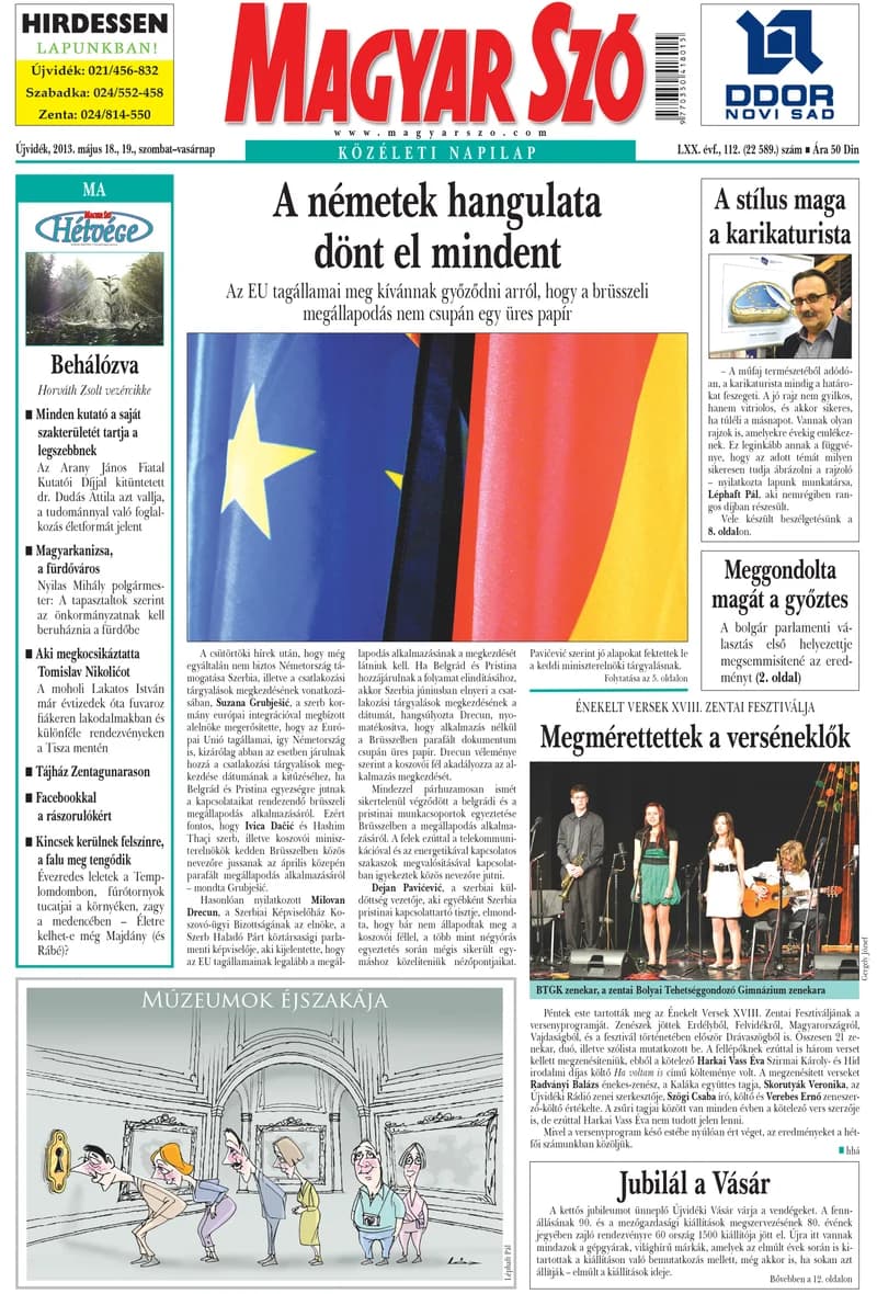 Magyar Szó, 70. évf. 2013. május 18. – 19. 112. sz. 1–48. oldal
