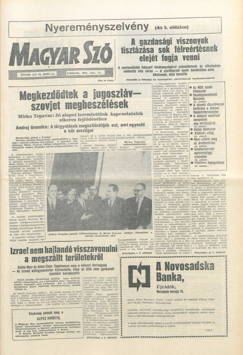 Magyar Szó, 28. évf. 1971. február 25. 54. sz. 1–16. oldal