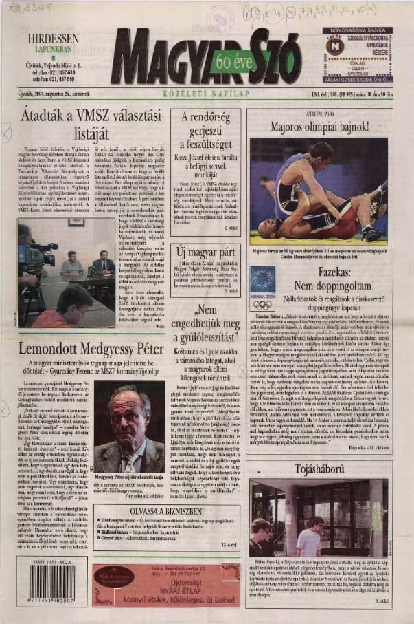 Magyar Szó, 61. évf. 2004. augusztus 26. 200. sz. 1–20. oldal