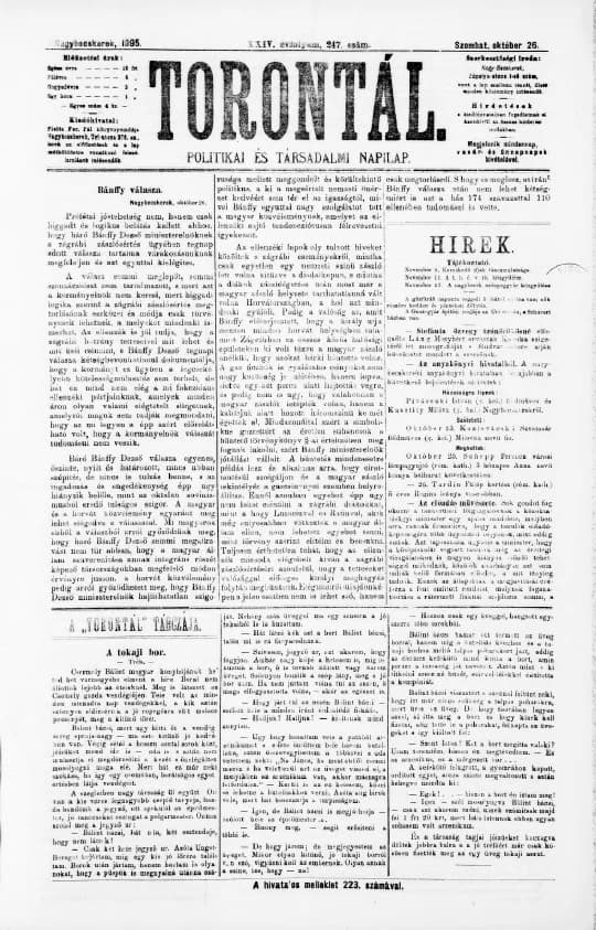 Torontál, 24. évf. 1895. október 26. 247. sz.