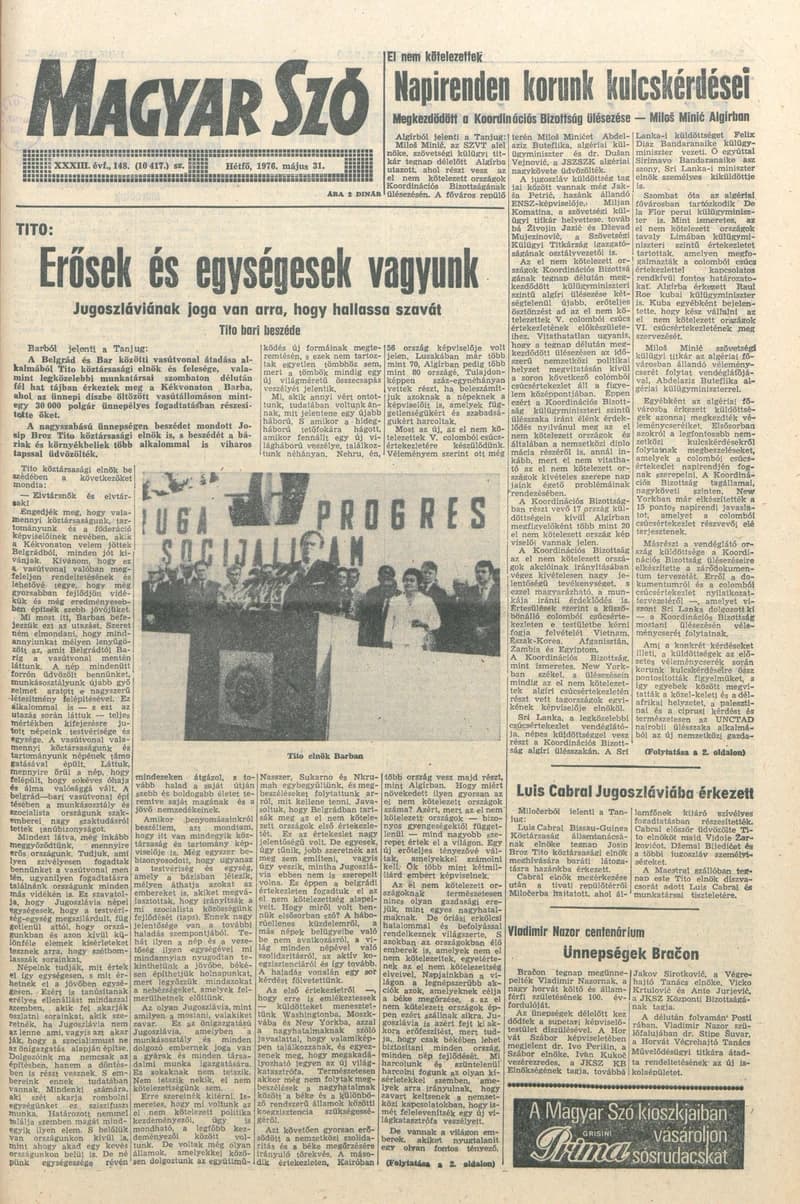 Magyar Szó, 33. évf. 1976. május 31. 148. sz. 1–8. oldal