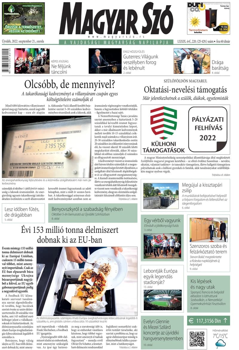 Magyar Szó, 79. évf. 2022. szeptember 21. 220. sz. 1–16. oldal