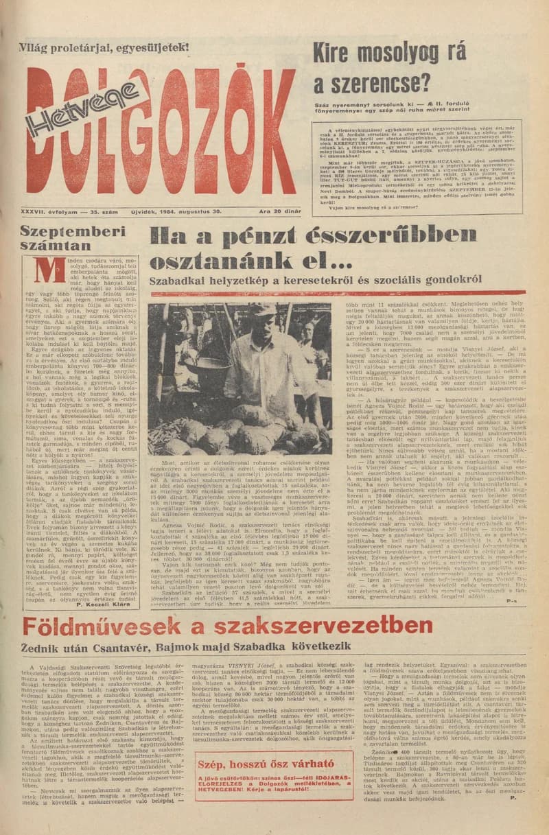 Dolgozók, 38. évf. 1984. augusztus 30. 35. sz.