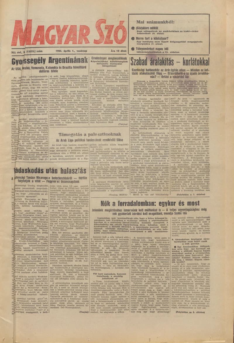 Magyar Szó, 41. évf. 1984. április 1. 90. sz. 1–28. oldal