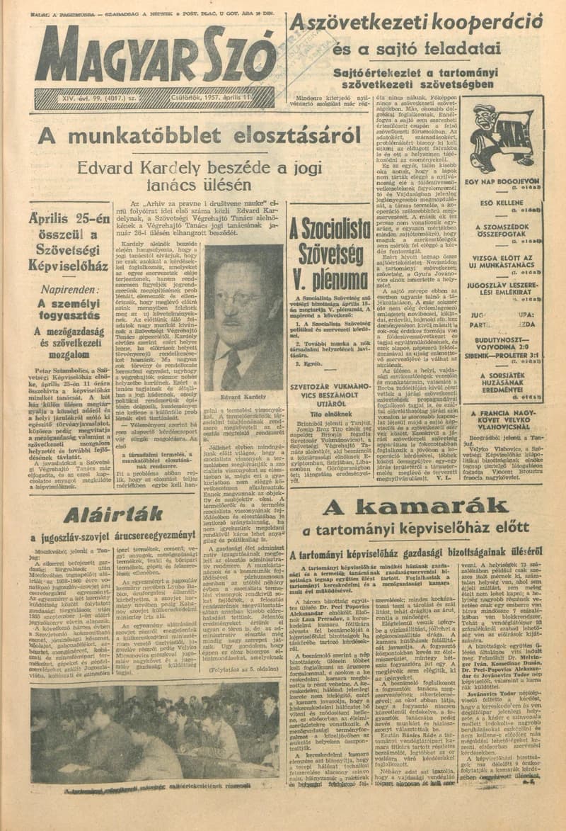 Magyar Szó, 14. évf. 1957. április 11. 99. sz. 1–10. oldal