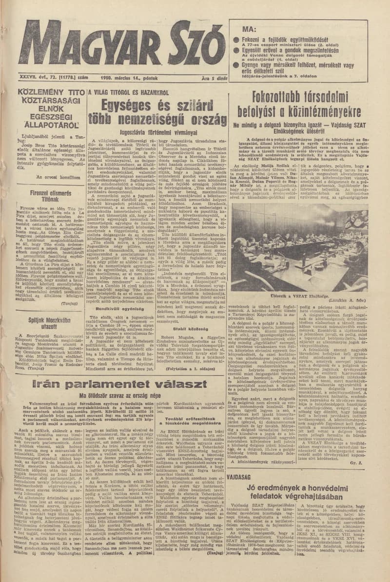 Magyar Szó, 37. évf. 1980. március 14. 72. sz. 1–20. oldal