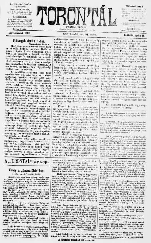 Torontál, 27. évf. 1898. április 14. 84. sz.