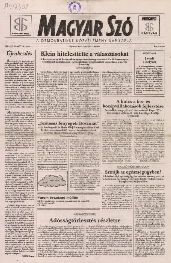 Magyar Szó, 54. évf. 1997. április 23. 95. sz. 1–16. oldal