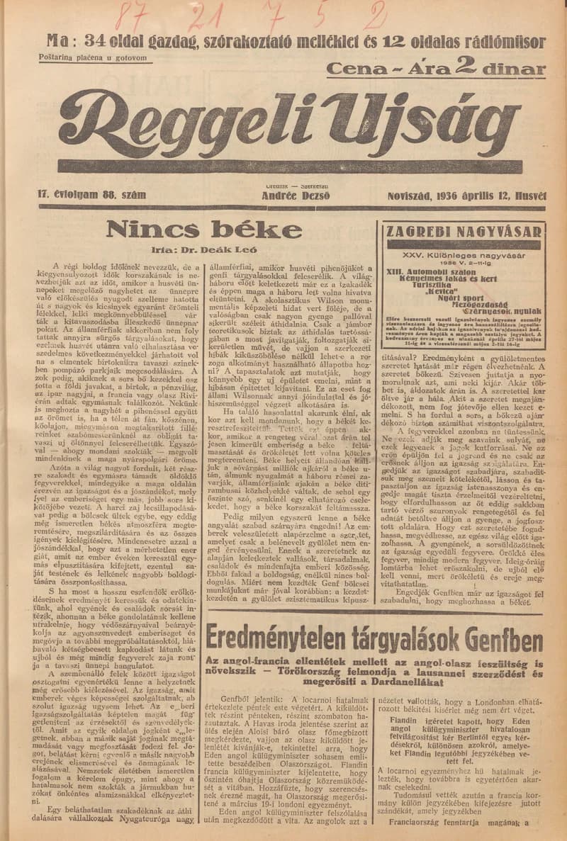 Reggeli Újság, 17. évf. 1936. április 12. 88. sz.