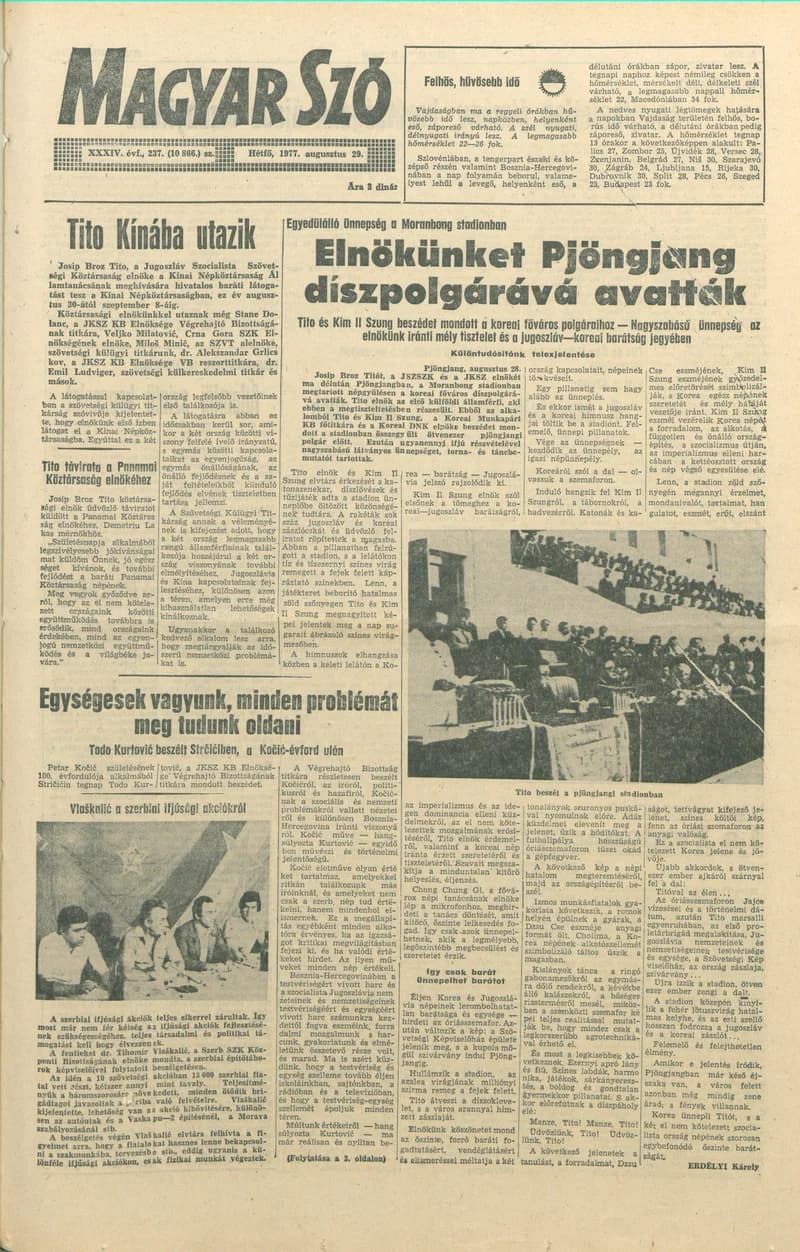 Magyar Szó, 34. évf. 1977. augusztus 29. 237. sz.