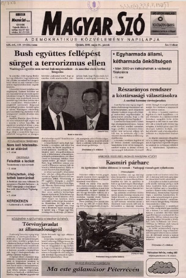 Magyar Szó, 59. évf. 2002. május 24. 119. sz. 1–16. oldal