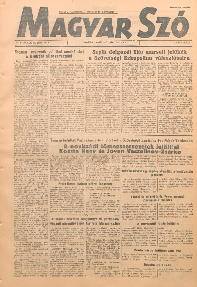 Magyar Szó, 7. évf. 1950. február 5. 30. sz. 1–4. oldal