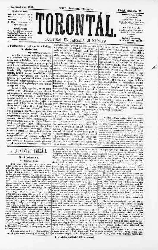 Torontál, 23. évf. 1894. november 23. 269. sz.