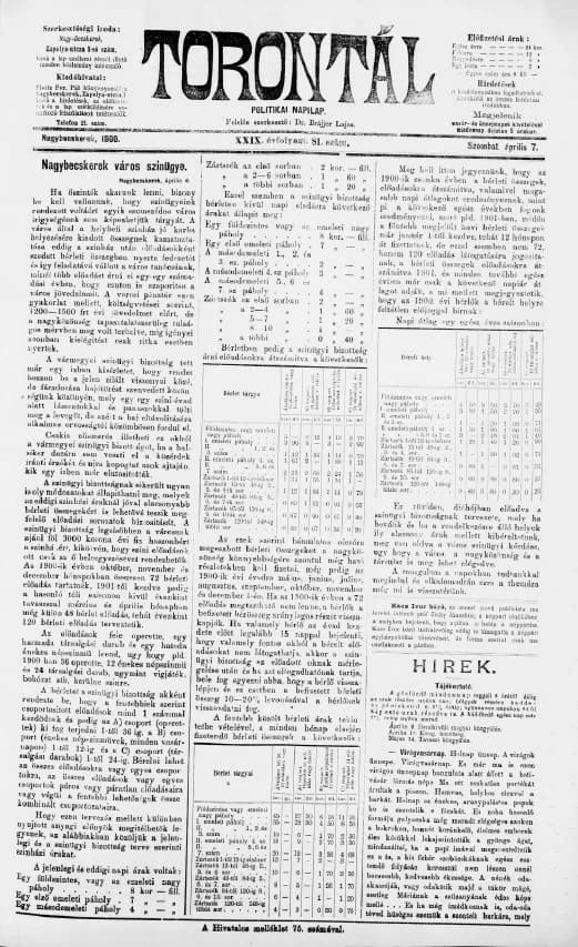 Torontál, 29. évf. 1900. április 7. 81. sz.