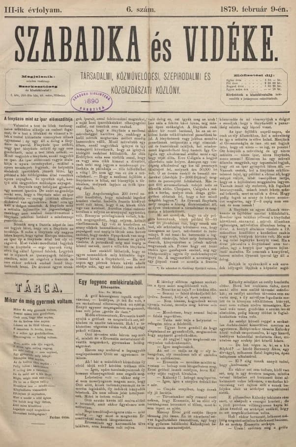 Szabadka és vidéke, 3. évf. 1879. február 9. 6. sz.