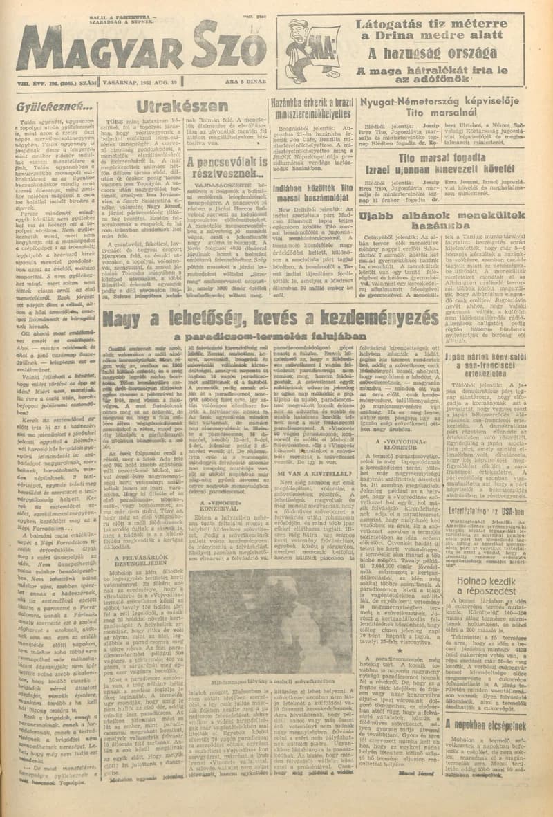 Magyar Szó, 8. évf. 1951. augusztus 19. 196. sz. 1–8. oldal