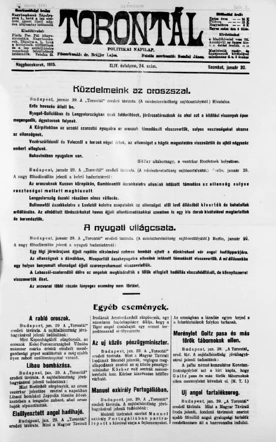 Torontál, 44. évf. 1915. január 30. 24. sz.