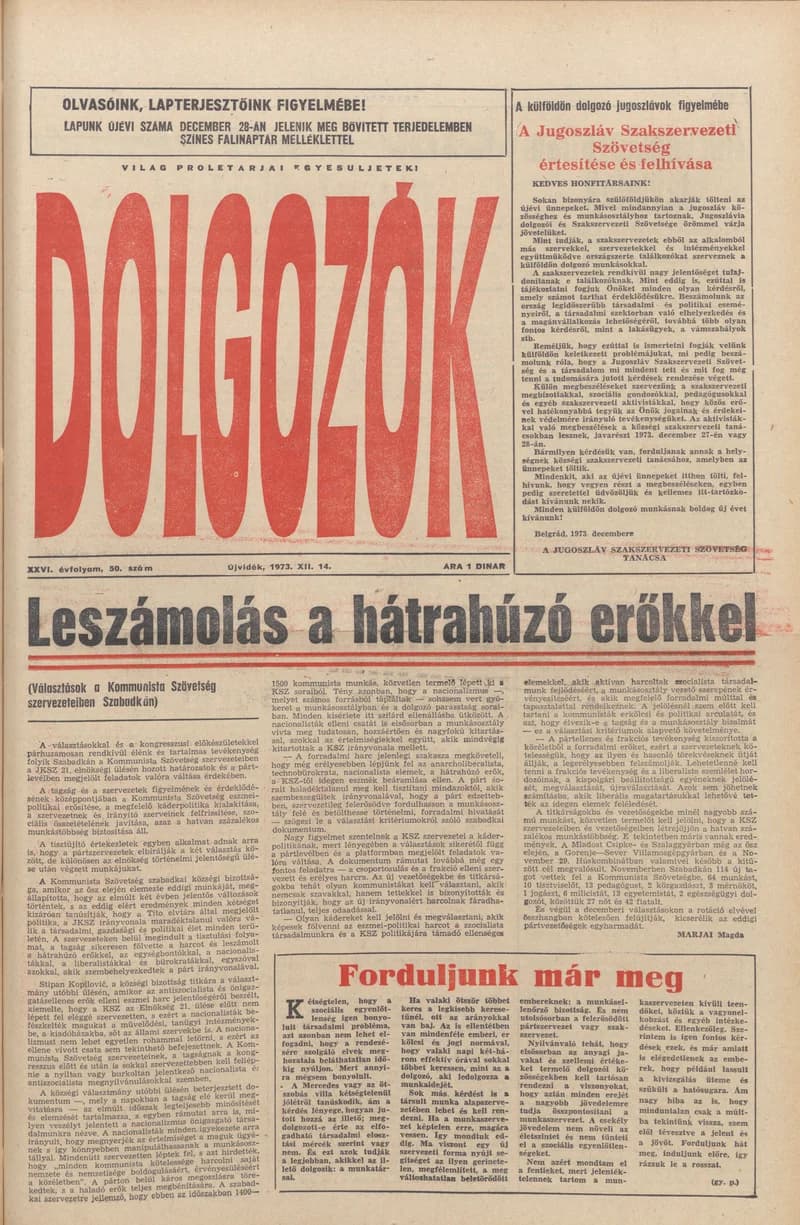 Dolgozók, 27. évf. 1973. december 14. 50. sz.