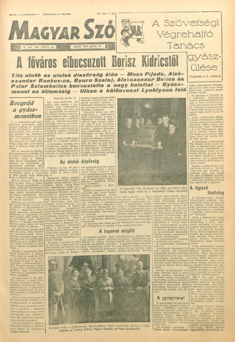 Magyar Szó, 10. évf. 1953. április 14. 103. sz. 1–12. oldal