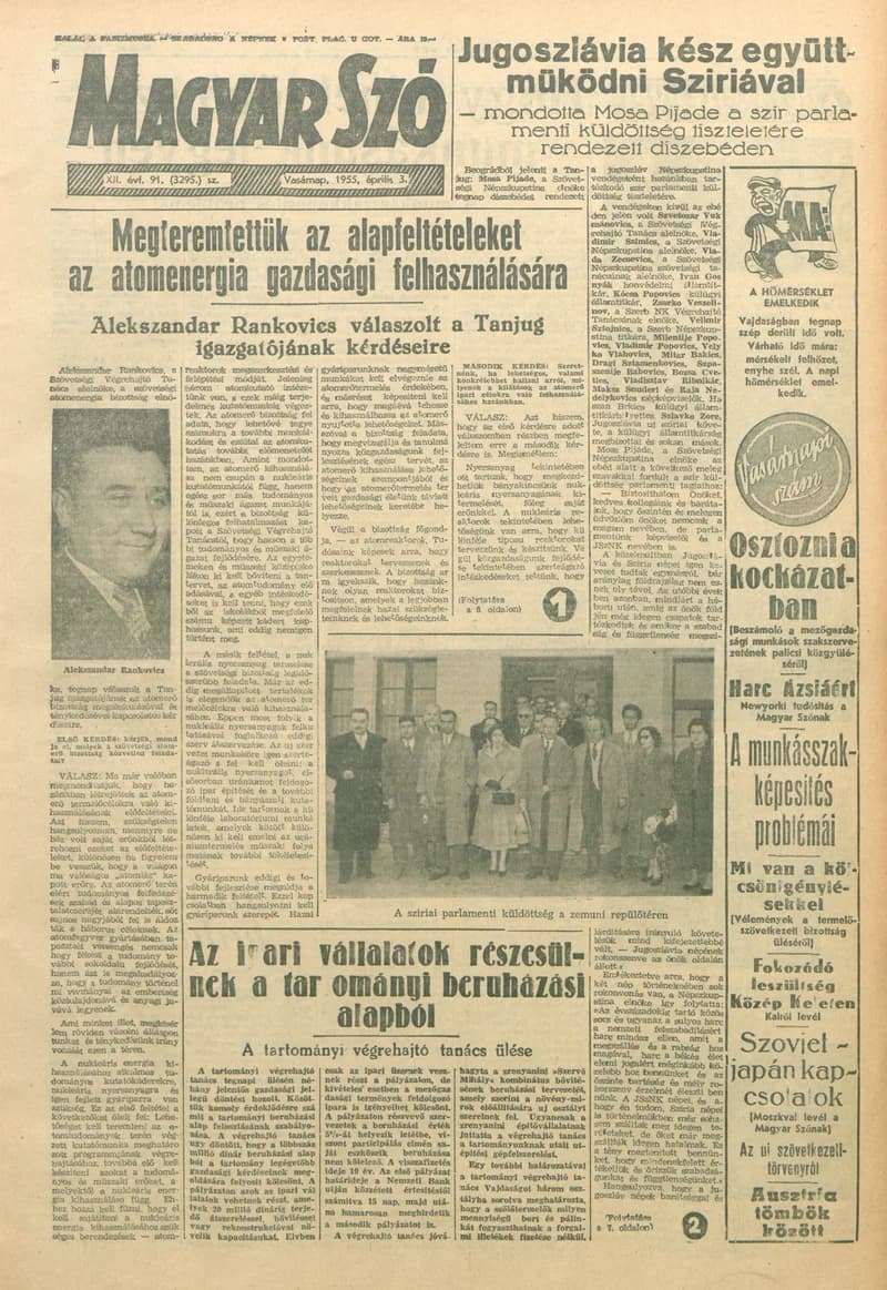 Magyar Szó, 12. évf. 1955. április 3. 91. sz. 1–12. oldal