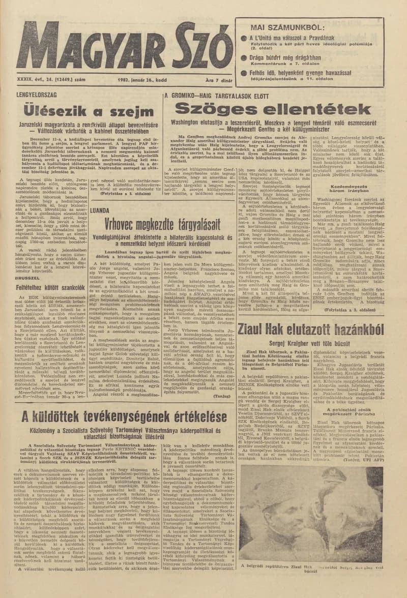 Magyar Szó, 39. évf. 1982. január 26. 24. sz. 1–20. oldal