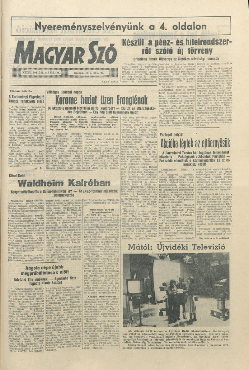 Magyar Szó, 32. évf. 1975. november 26. 326. sz.