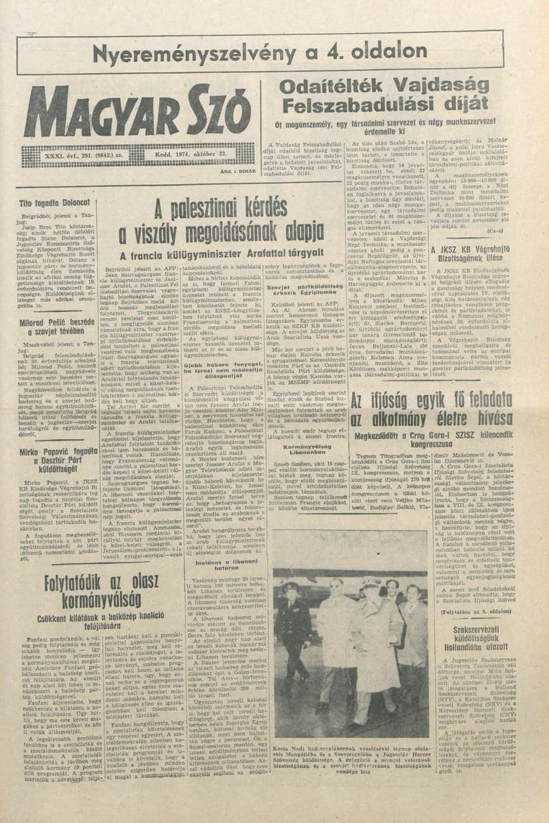 Magyar Szó, 31. évf. 1974. október 22. 291. sz. 1–20. oldal