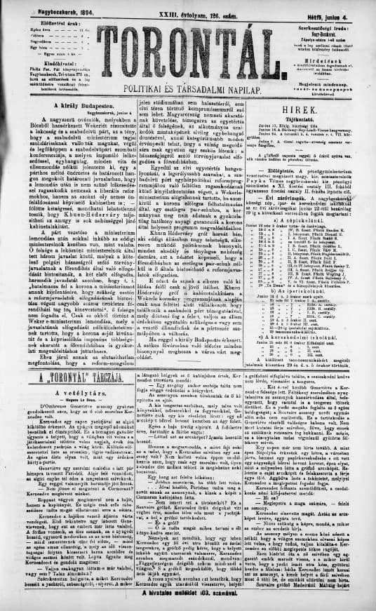 Torontál, 23. évf. 1894. június 4. 126. sz.