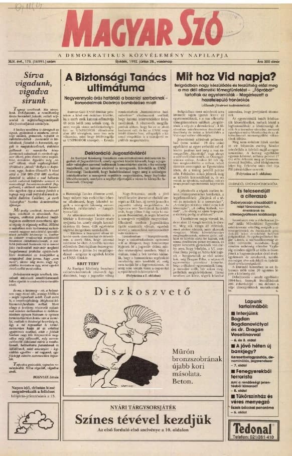 Magyar Szó, 49. évf. 1992. június 28. 175. sz. 1–24. oldal