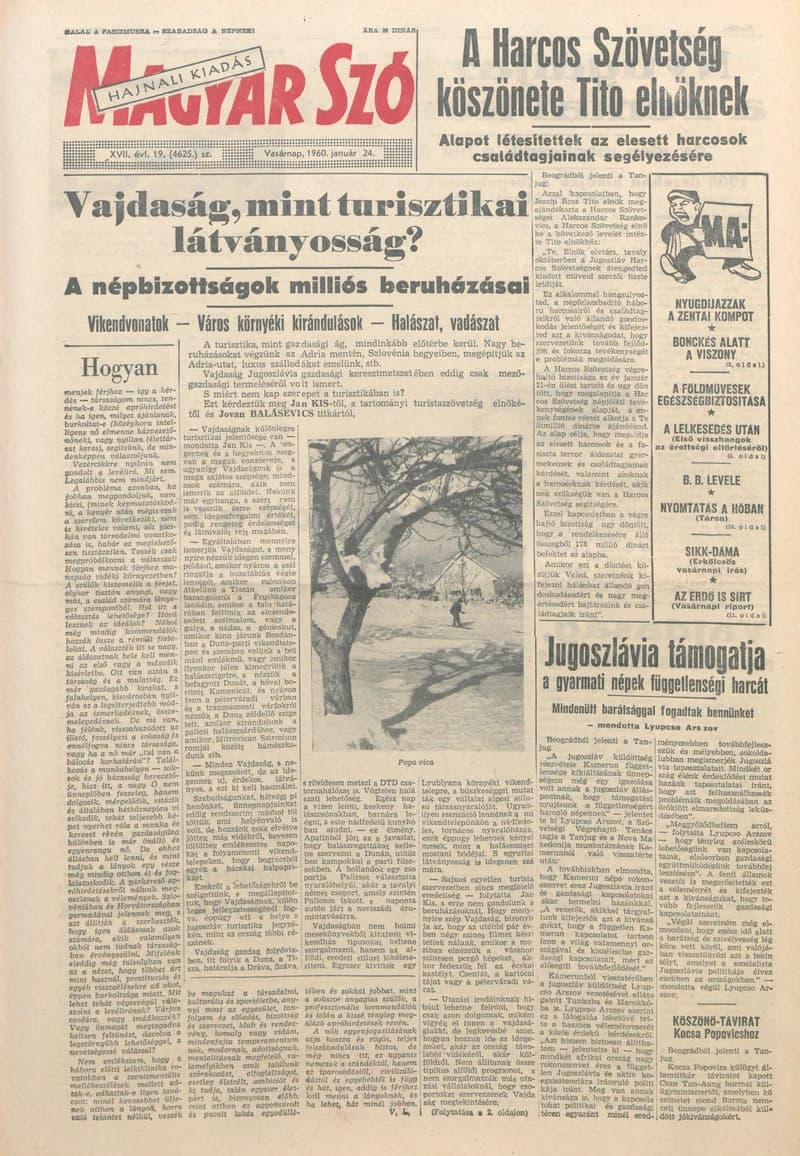 Magyar Szó, 17. évf. 1960. január 24. 19. sz. 1–20. oldal